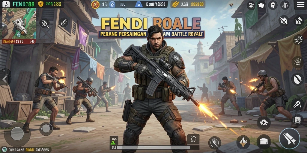 Tangkapan layar FENDI188 menampilkan aksi gameplay Battle Royale yang mendebarkan.