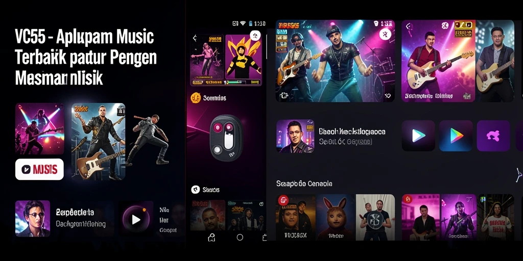 Tampilan gameplay VC55 saat menjelajahi koleksi musik yang luas.